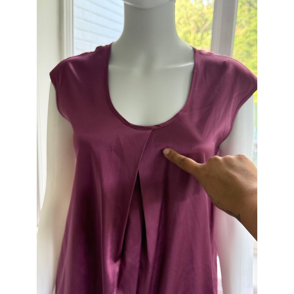 Ann Taylor 94% Silk Berry Shift Dress Small Minimalist Cap Sleeve - Picture 12 of 15